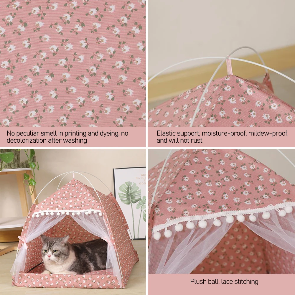 Cat Tent Bed Pet Cat House Closed Cozy Hammock with Floors Pet Small Dog House Calming Cat Beds For Small Pet House