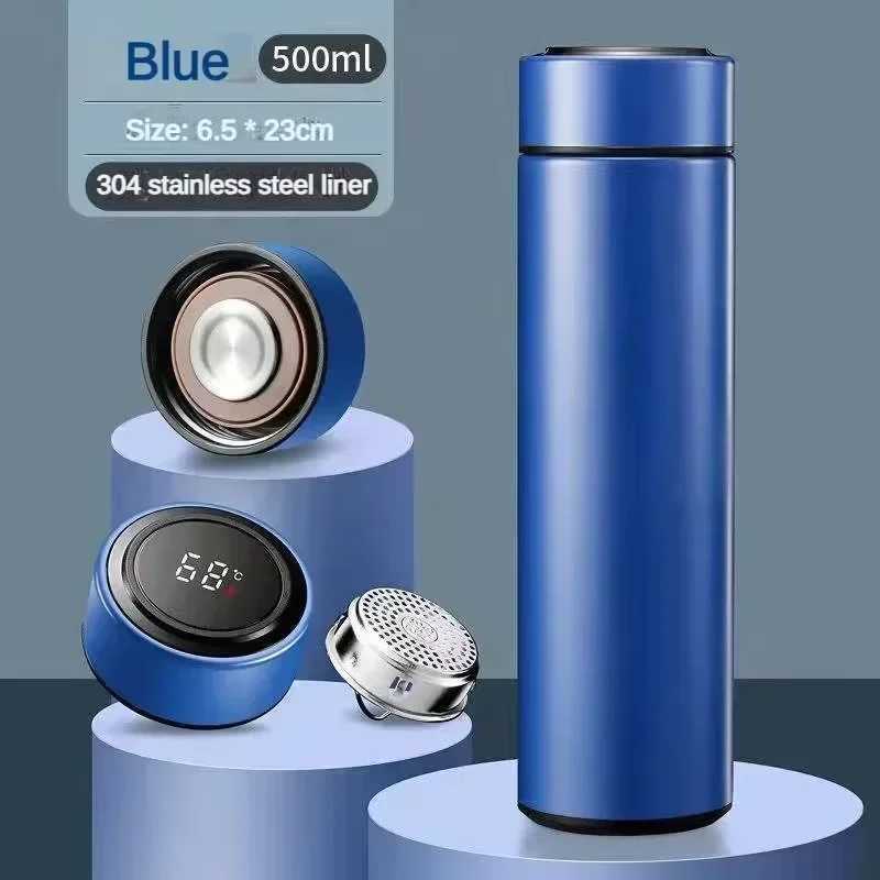 500ml stainless steel hot bottle with digital temperature display LED intelligent temperature measurement cup vacuum valve Y241114