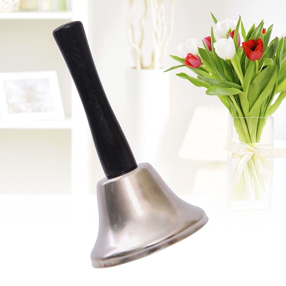 Classic Hand Bell, Metal Call Bell Handbell Multi- Clear Sound Hotel Bell Dinner Bell Tea Bell for School Stores Home ( Silver )