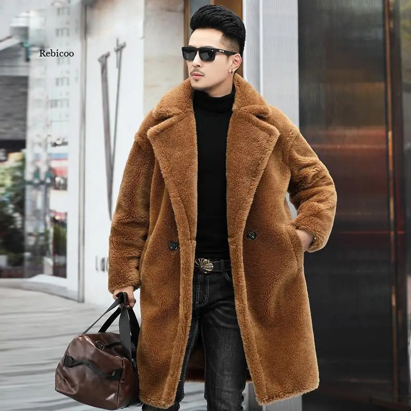 Mens fur coat coat autumn and winter style warm windproof casual large size 241113