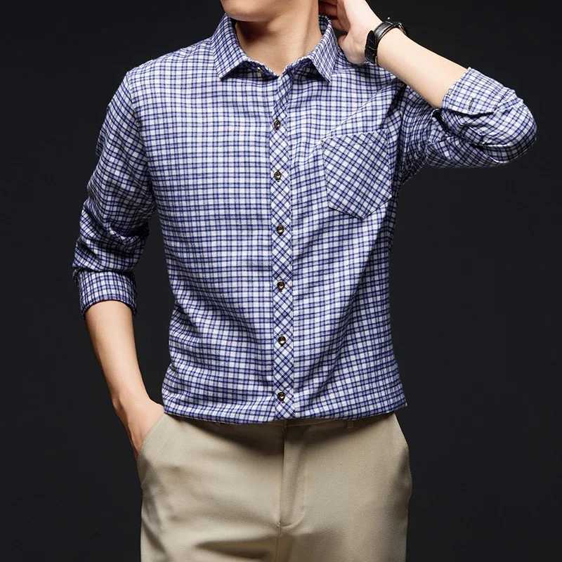 New Mens Business Casual Long Sleeved Striped Shirt Wrinkle Resistant Wrinkle Free Comfortable All Season Versatile TopXJ24113