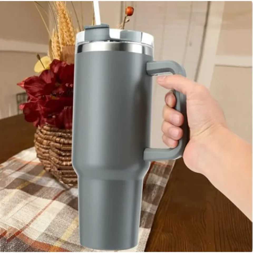 40 ounce stainless steel handle crazy water bottle with straw and lid cup holder friendly and reusable travel g Y241114