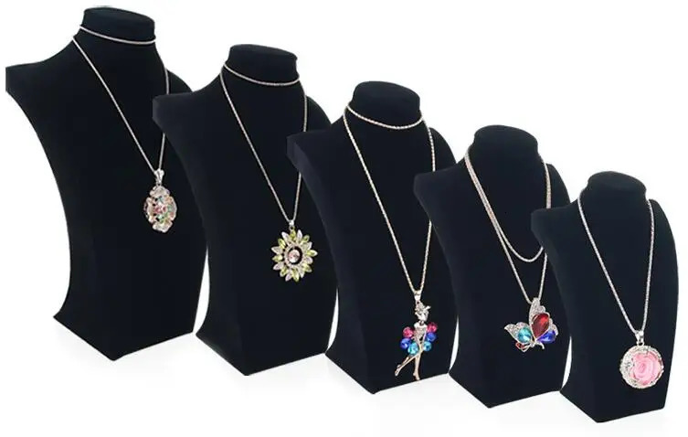 Nice Necklace Stand Jewelry Black Model Mannequin Display Pendants Holder Jewellery Organizer Shelf Neck Bust Showcase Wholesale 241113