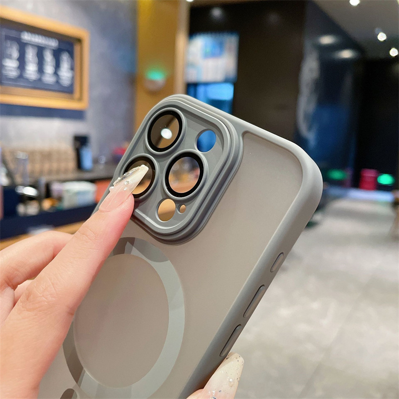 Matte Magnetic Clear Ultra Thin Slim Phone Case for iPhone 16e 16 15 14 13 12 11 Pro Max Plus Wireless Charging Magsafe Cover with Lens Film