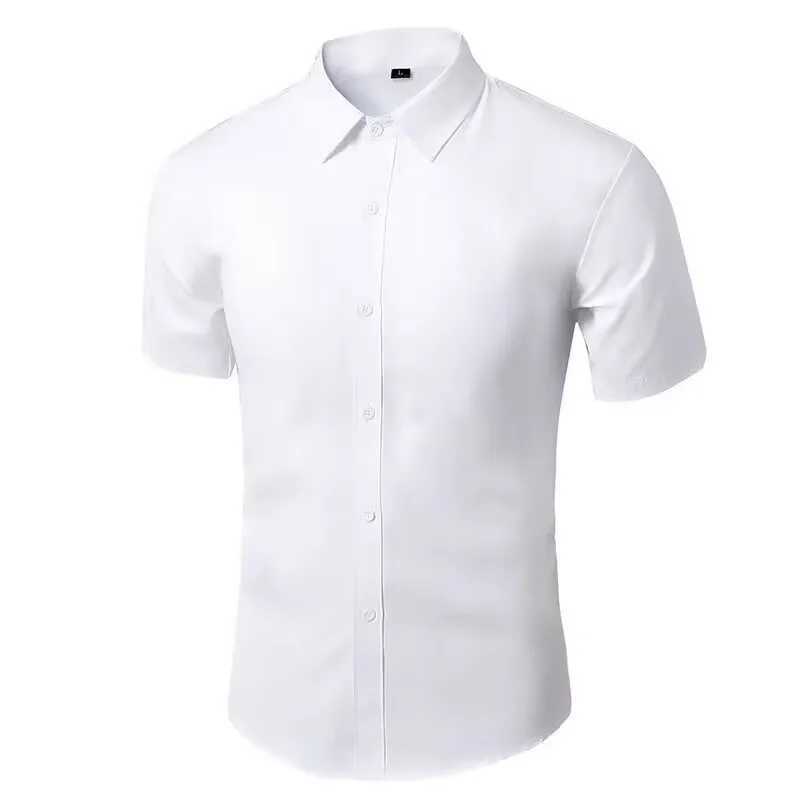 Spring and summer new mens elastic short sleeve solid color shirt non-ironing anti-wrinkle business casual fashion breathableXJ24113