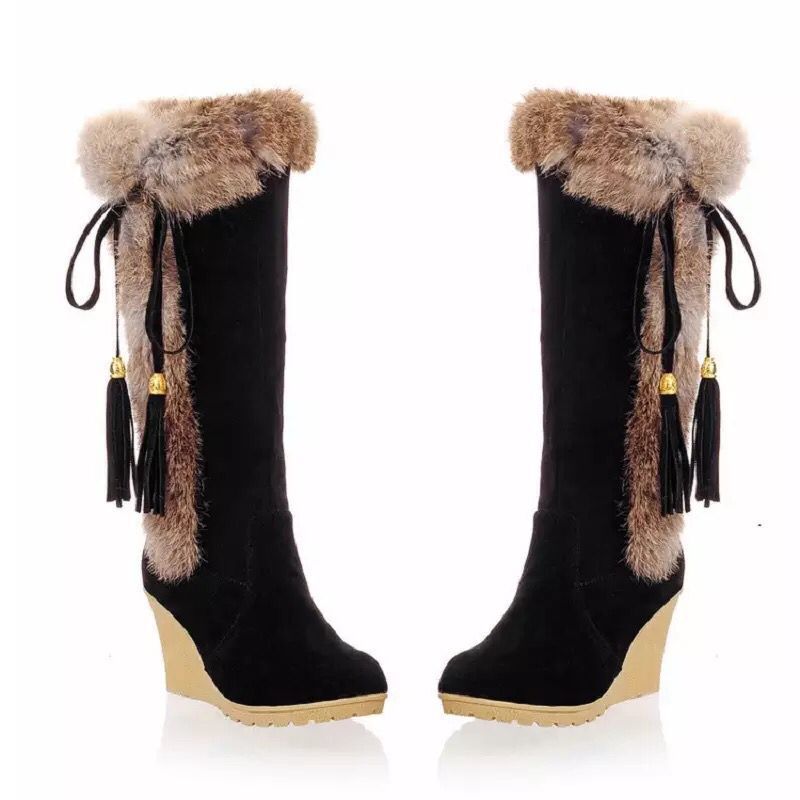 New Autumn/Winter Frosted Oversized Wedge Heel Boots.