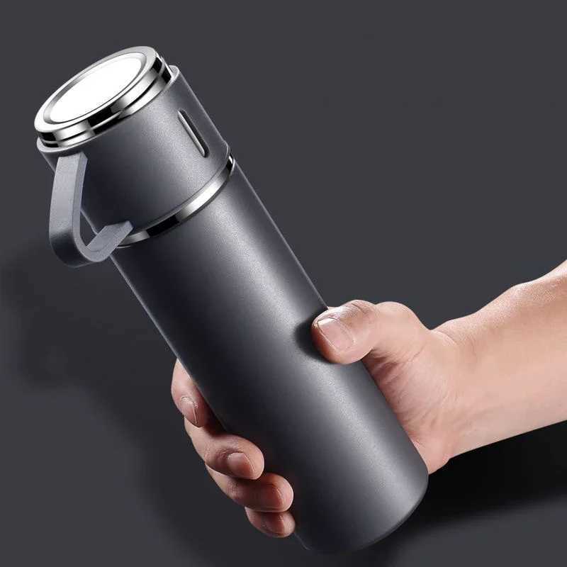 Vacuum film and thermostat set hot water bottle beverage Fathers Day gift He Stainless Steel 500ml hot cooler Y241114
