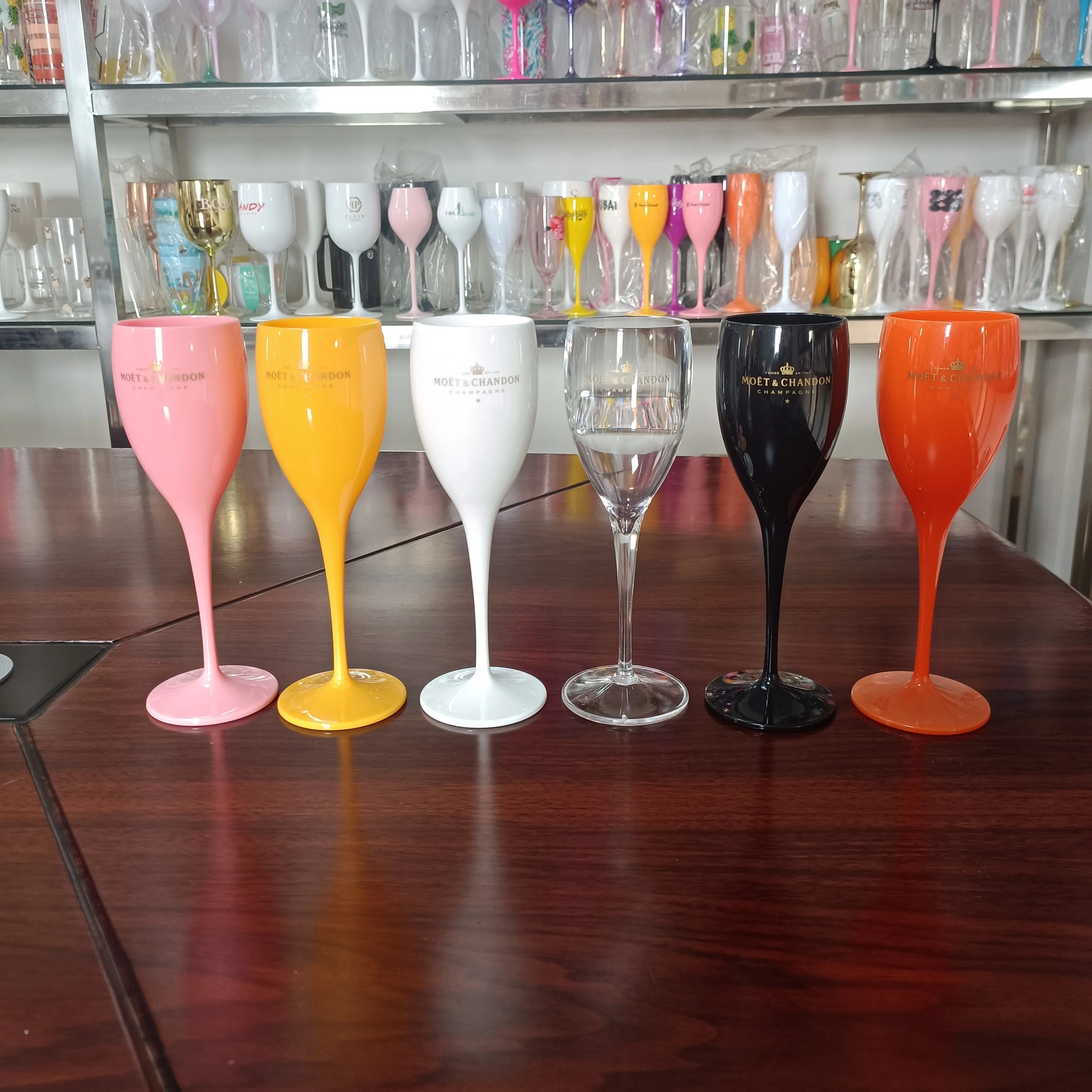 Veuve Clicquot Flutes Plastic Wine Glasses Dishwasher-Safe White Orange Acrylic Champagne Glass Beer Whiskey Party Cups
