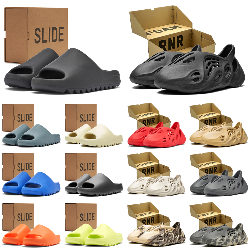 With box designer slippers sandals men women slides Dark Onyx Bone Desert Sand Azure Carbon slide mens trainers sports outdoors sneakers
