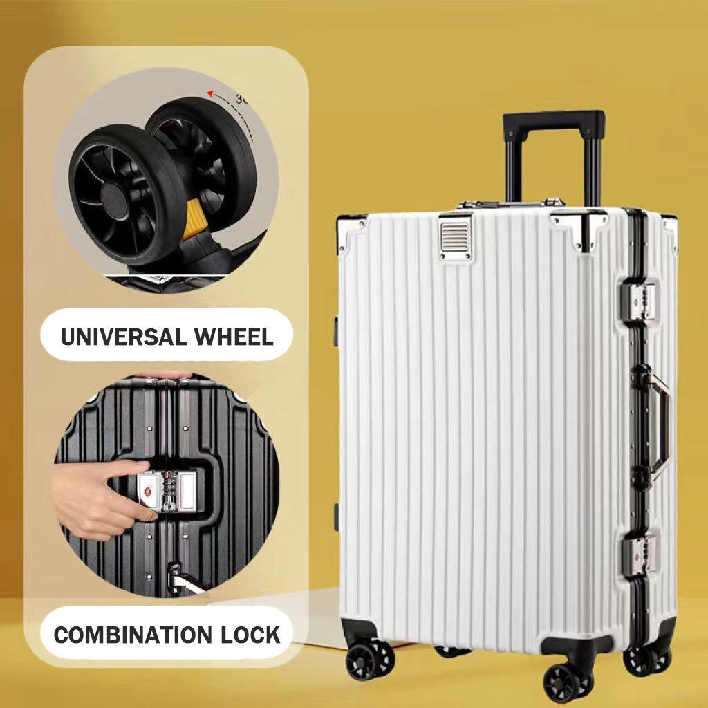 Suitcases Top Quality Aluminum Travel Lage Business Trolley Suitcase Bag Spinner Boarding Carry On Rolg 20/24/28 Inch 4
