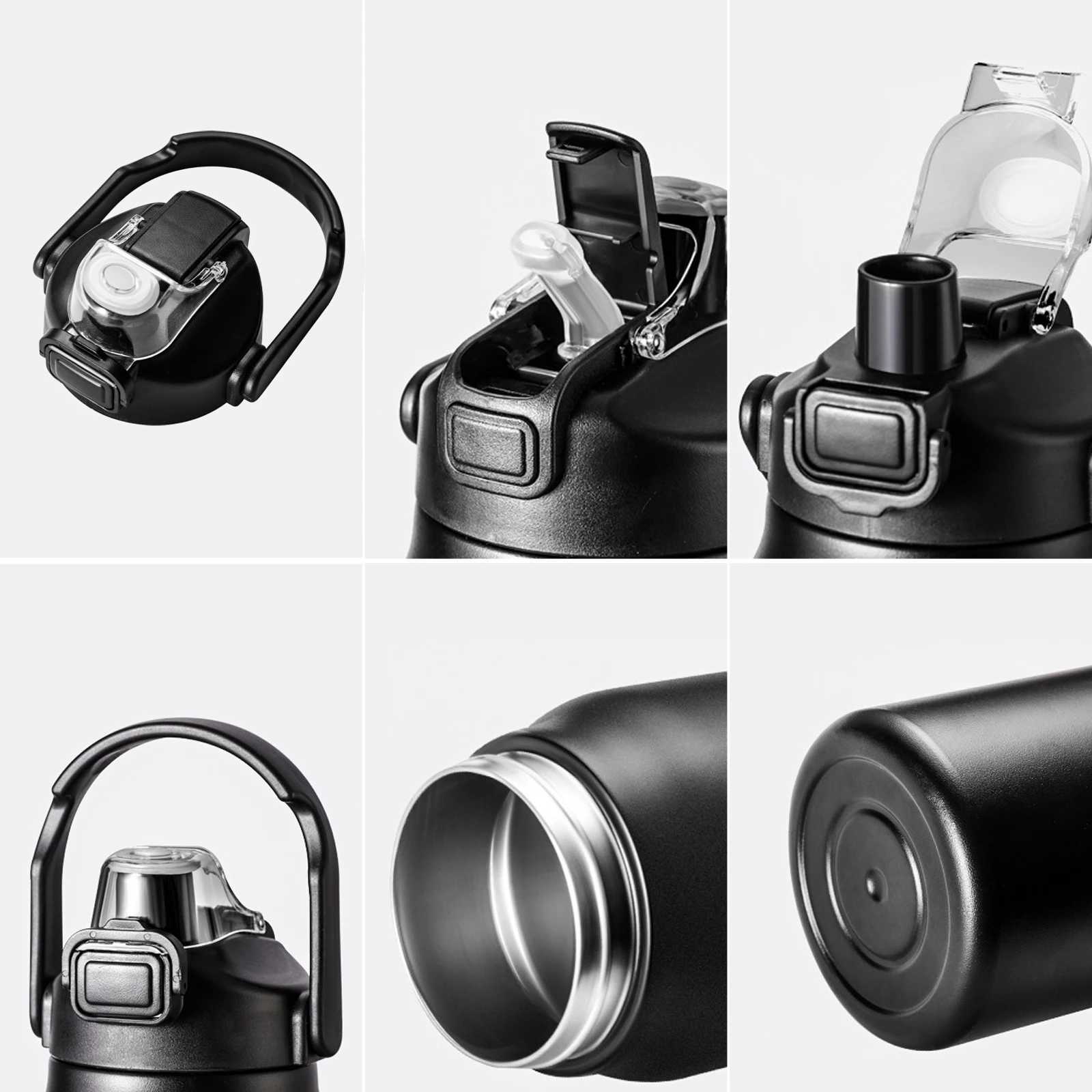 Outdoor thermostat portable 304 stainless steel thermostat g vacuum valve hot and cold sports water bottle with straw Y241114
