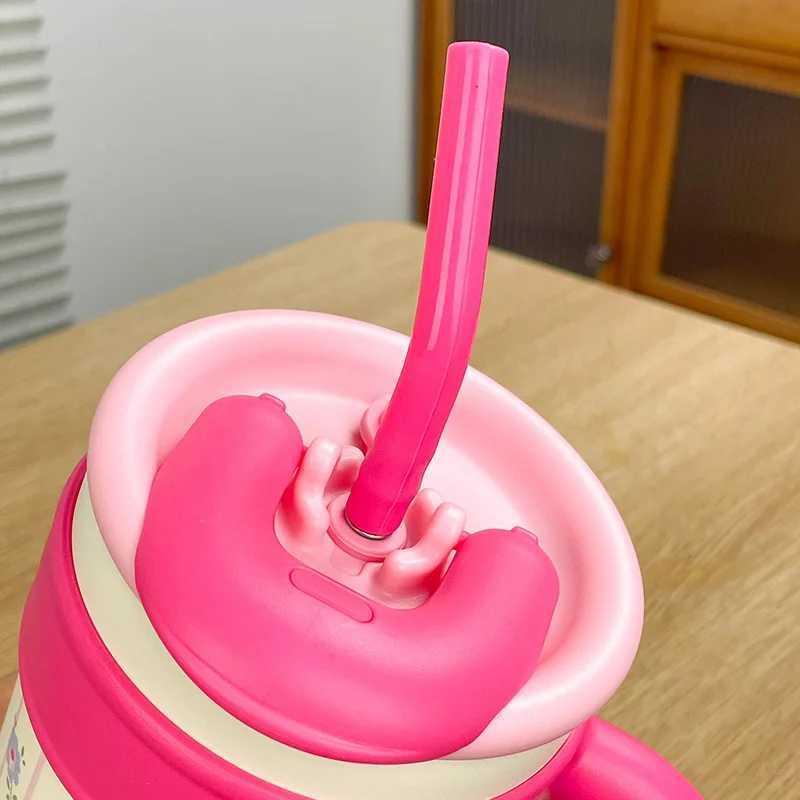 700ML/1.2L with handle cover cute cat hot cup stainless steel water bottle outdoor travel cart coffee g gift Y241114