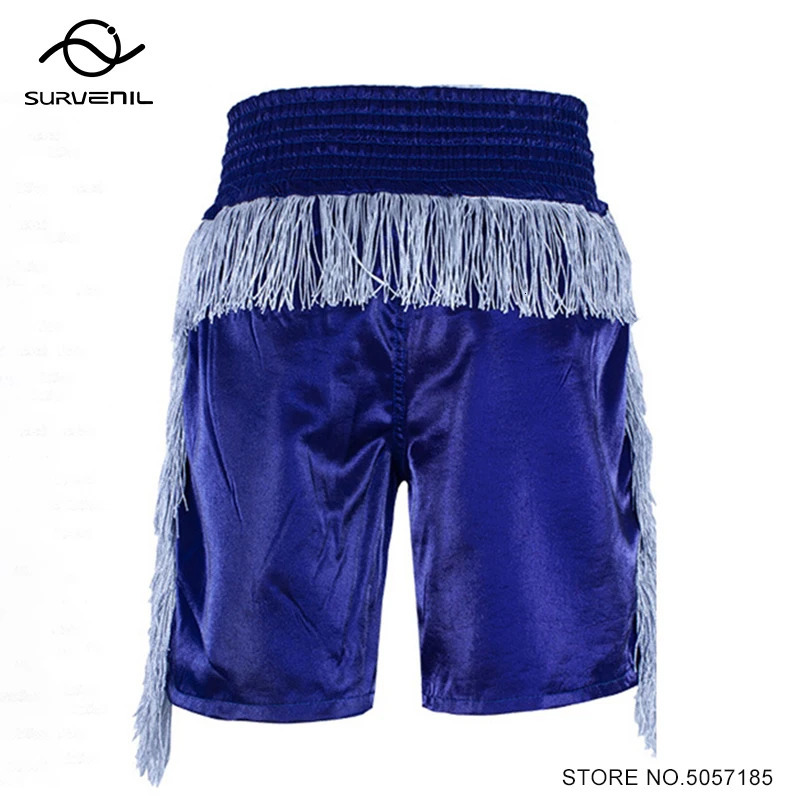 Personalized Boxing Shorts Mens and Womens rens Tassel Satin Muay Thai Fighting Pants MMA Fighting Taekwondo Training Luggage Customization 241113