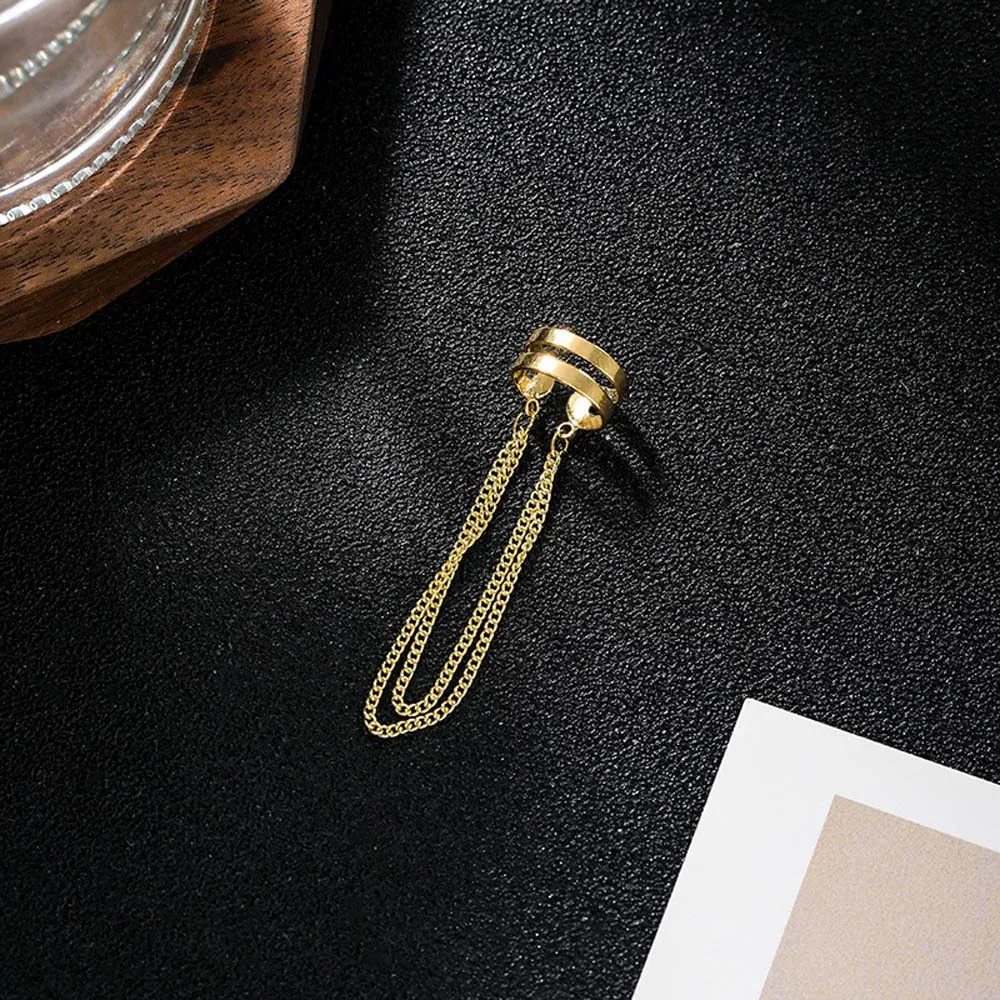 Silver Color Long Tassel Ear Cuff Multilayer No Piercing Hook Clip Earrings for Women Simple Temperament Jewelry Gift 241113