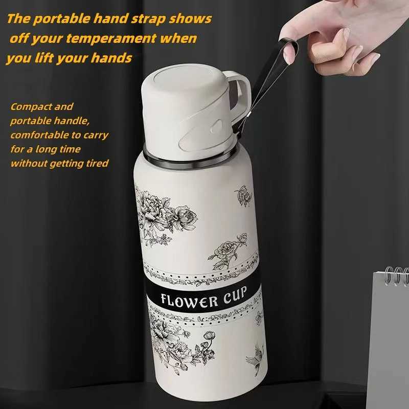 316 stainless steel garden hot cup large capacity sports kettle used for brewing tea beautiful appearance portable water cup Y241114