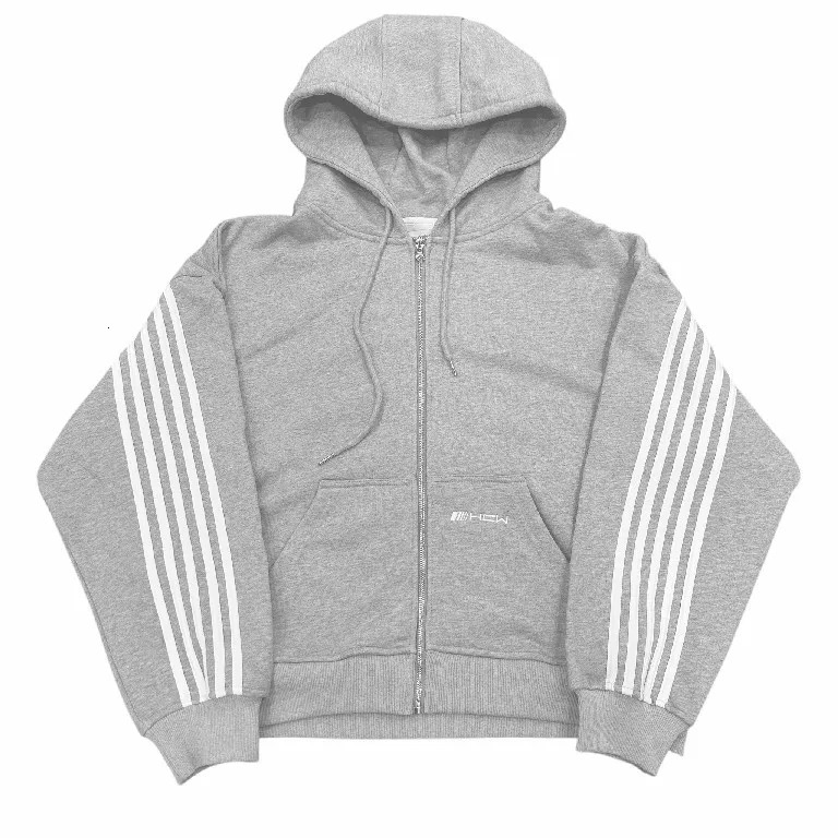 HCW Striped Embroidered Zip Hoodie Sweatpants Two Piece Set Y2K Sportswear Womens Mens Hip Hop Oversized Lounge Pants 241113