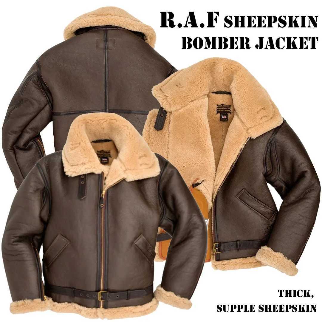 New faux leather wool fur integrated mens jacket with long sleeves and thick faux fur W241113