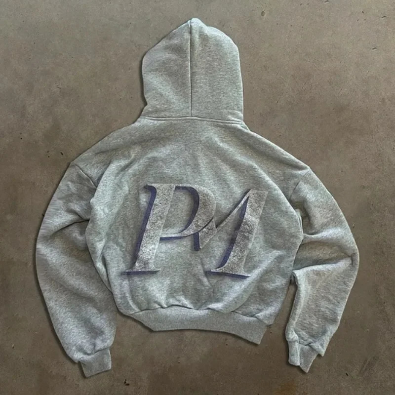 Y2K Bat patch hoodie print American Hip Hop Vintage Hooded Long Sleeve Sports Men Women Street Wear 241112