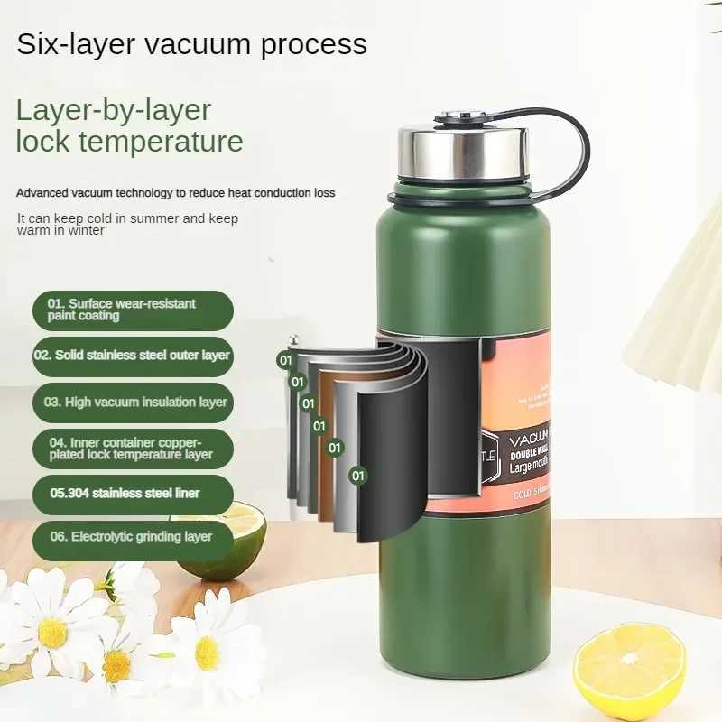 1.5 liter hot water bottle outdoor large capacity stainless steel hot water bottle portable sports water bottle Insulated flask Y241114