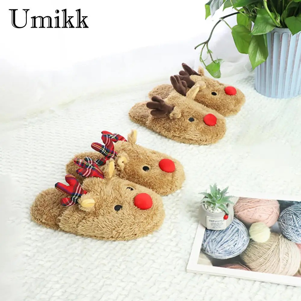 Cute Christmas reindeer slider anti slip winter slider comfortable mens breathable bedroom slider 241113