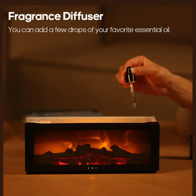 Creative Fireplace Air Humidifier Waterless AutoOff Aroma Essential Oil Diffuser with LED Light Remote Control for Home Gift 241111