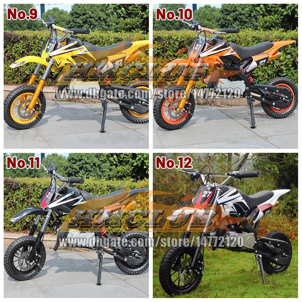 16Colors Real 2 Stroke Dirt Bike Mountain Mini Motorcycle Small Buggy 49CC 50CC Superbike Moto Gasoline Adult Child Off-road Vehicle Motorbike Boy Gir