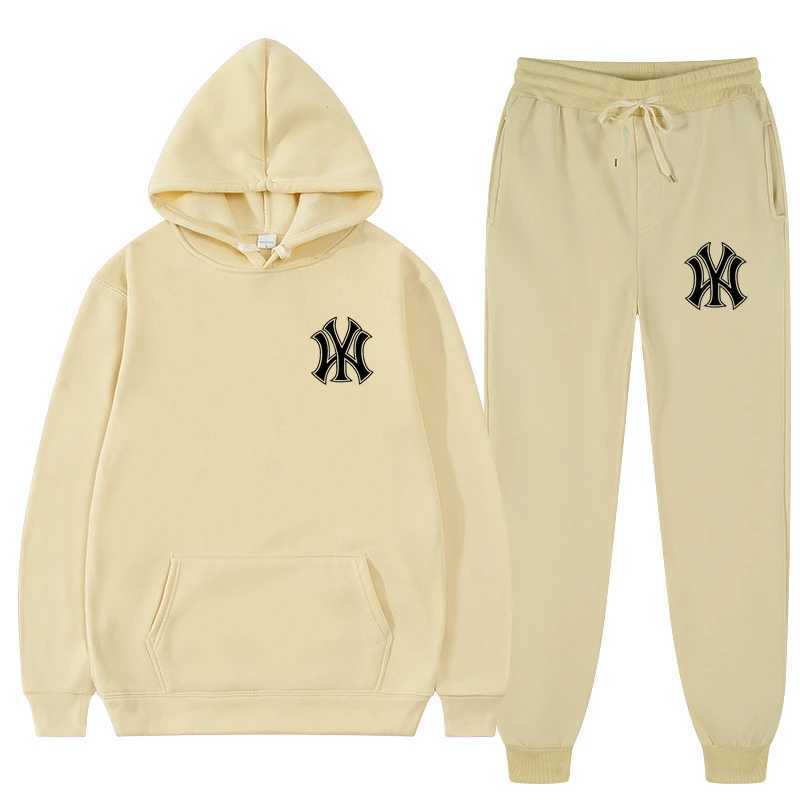 Mens 2022 Winter Brand Mens Track and Field Clothing Set Long Sleve Pulling+Slow Running Trouser 2-piece Running Clothing Mens Sports Clothing X241113