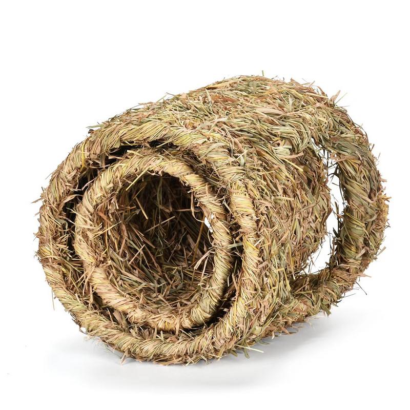 Rabbit Grass Tunnel Natural Grass Pet Nest Tunnel For Rabbits Indoor Small Animals Chewing And Biting Hideaway Hut For Dutch Pig