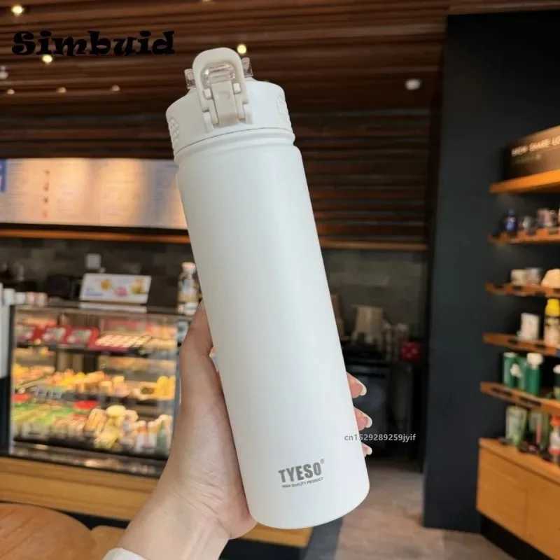 600ML/750ML to hot water bottle with straw stainless steel vacuum valve inflatable water bottle travel mug g Termica Y241114