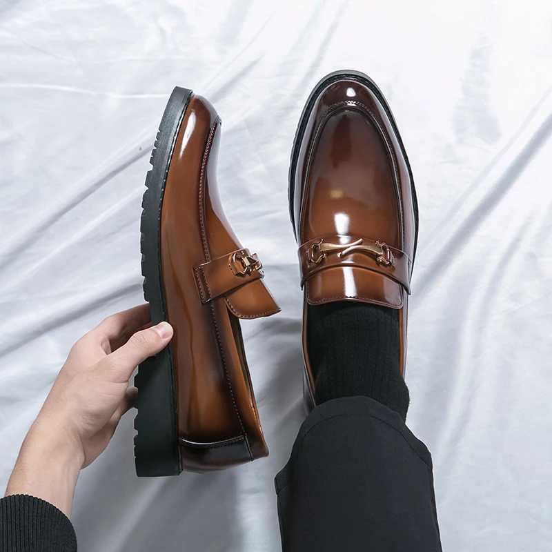 New Luxury Slip Dress Shoes Men Genuine Leather Italian Loafer Shoes for Men Black Brown Brand Formal Oxford Men Casual ShoesXJ250118