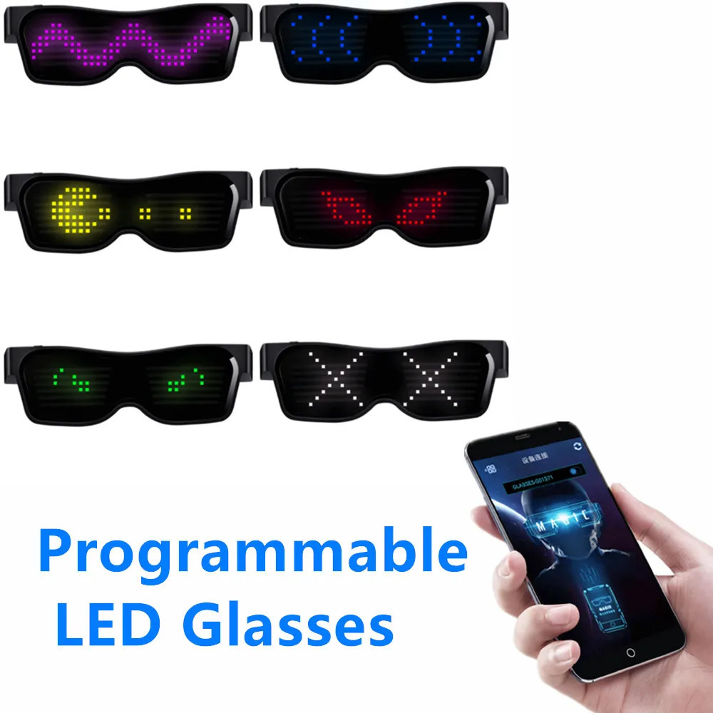Bluetooth Party Magic Flash Raves LED Glasses Multi language Programmable Text Animation Lights Up Glasses USB Charging241114