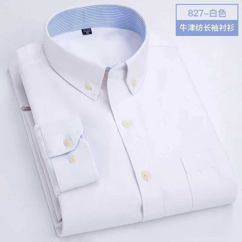 New mens shirt long sleeve Oxford woven high quality business casual wear free perm breathable slim fashion plaidXJ24113