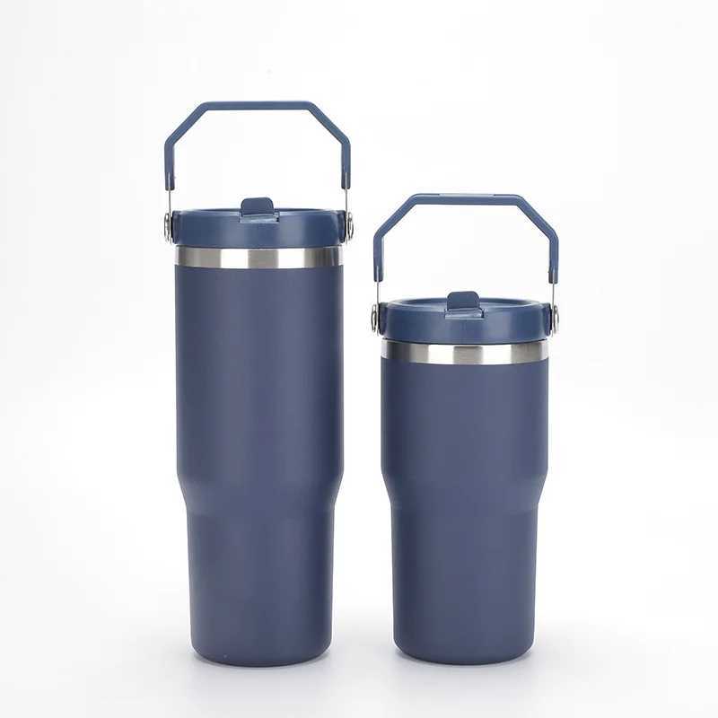 20-30 oz handheld car cup stainless steel insulated cup outdoor portable double-layer car straw cup Y241114