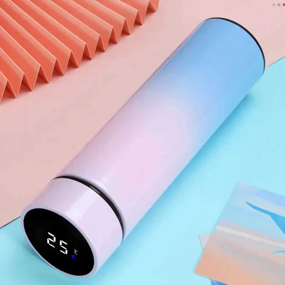 500ML gradient water bottle intelligent crazy cup stainless steel hot cup hot travel beverage car cup coffee Y241114