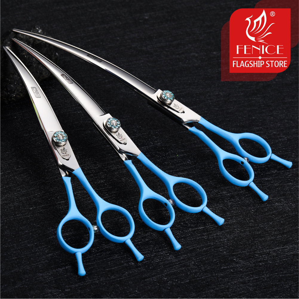 Fenice Professional Pet Grooming Scissors Up&Down Dogs Curved Scissors Shears 7/7.5/8.0inch tesoura cachorro