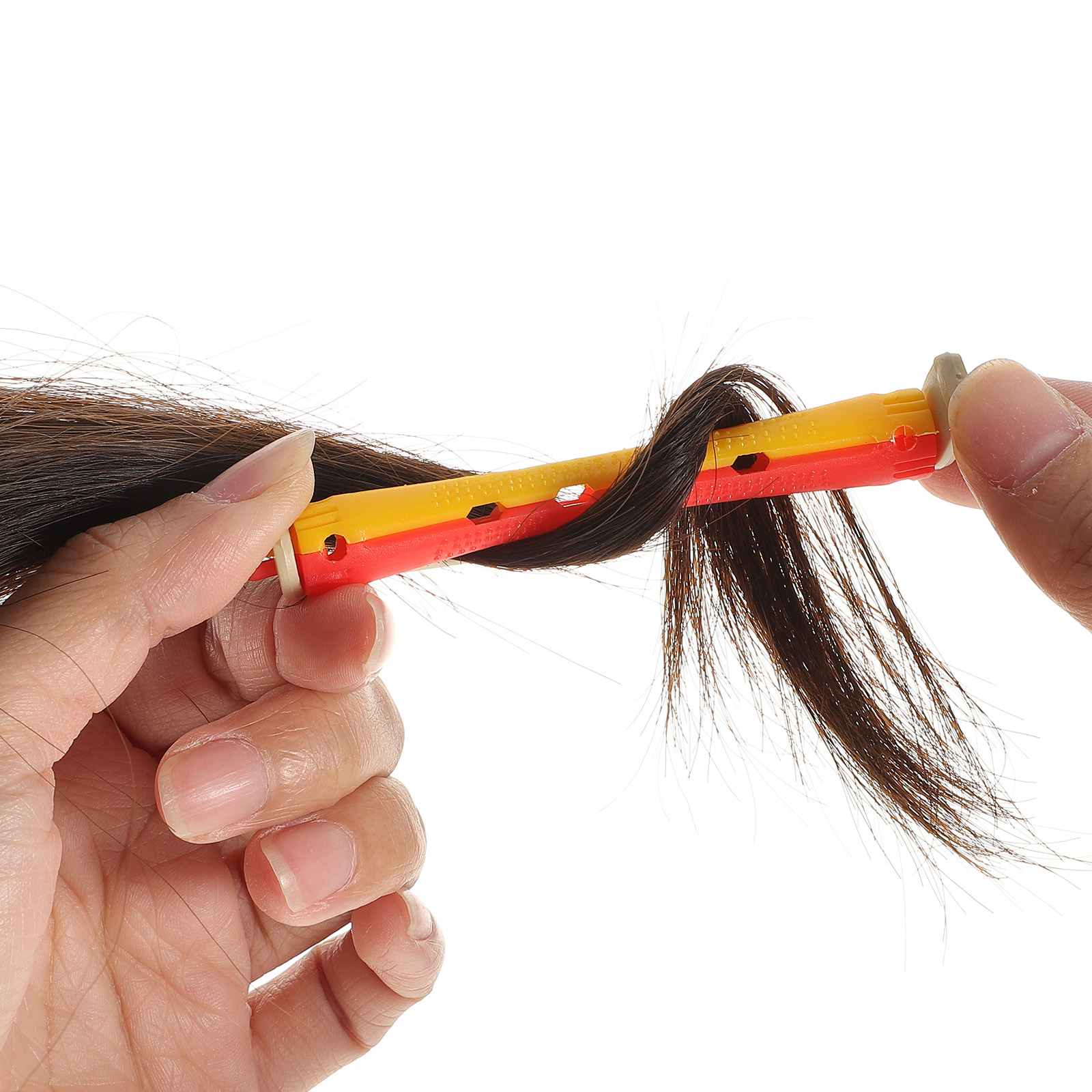 24 Pcs Hollow Roll with Rubber Band Hair Perm Kit Rollers Rods Plastic for Natural Barber Miss