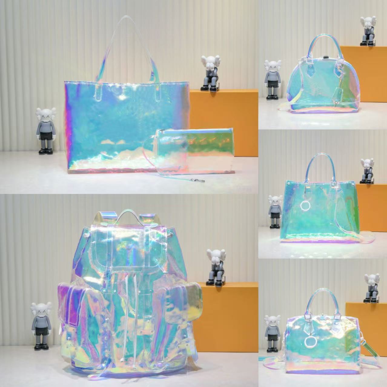 luxury colorful shoulder bag pvc tote women handbag designer tote bag large capacity shopping bag fashion purse lady shoulder crossbody crystal bag