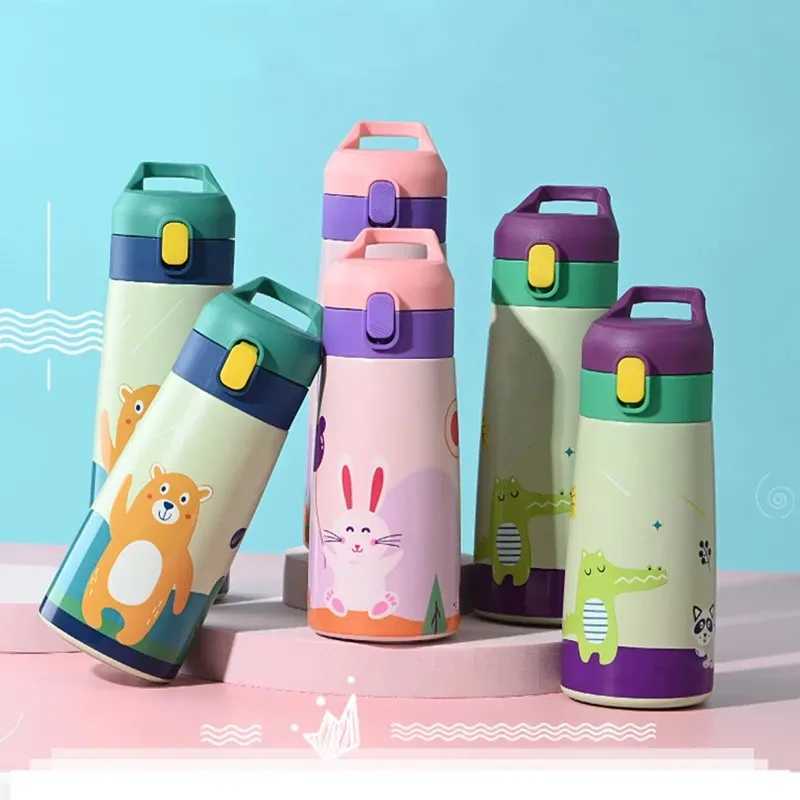 350ml/500ml high-quality childrens thermostat g double stainless steel cartoon vacuum film water bottle childrens cute thermostat Y241114