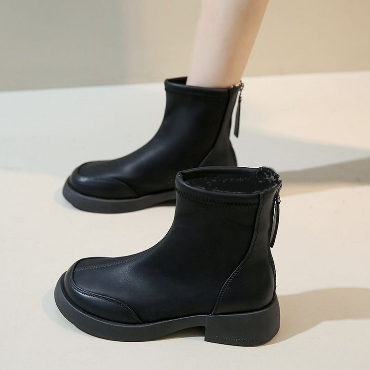 Women's Thick Soled Warm Soft Leather Retro Short Boots.