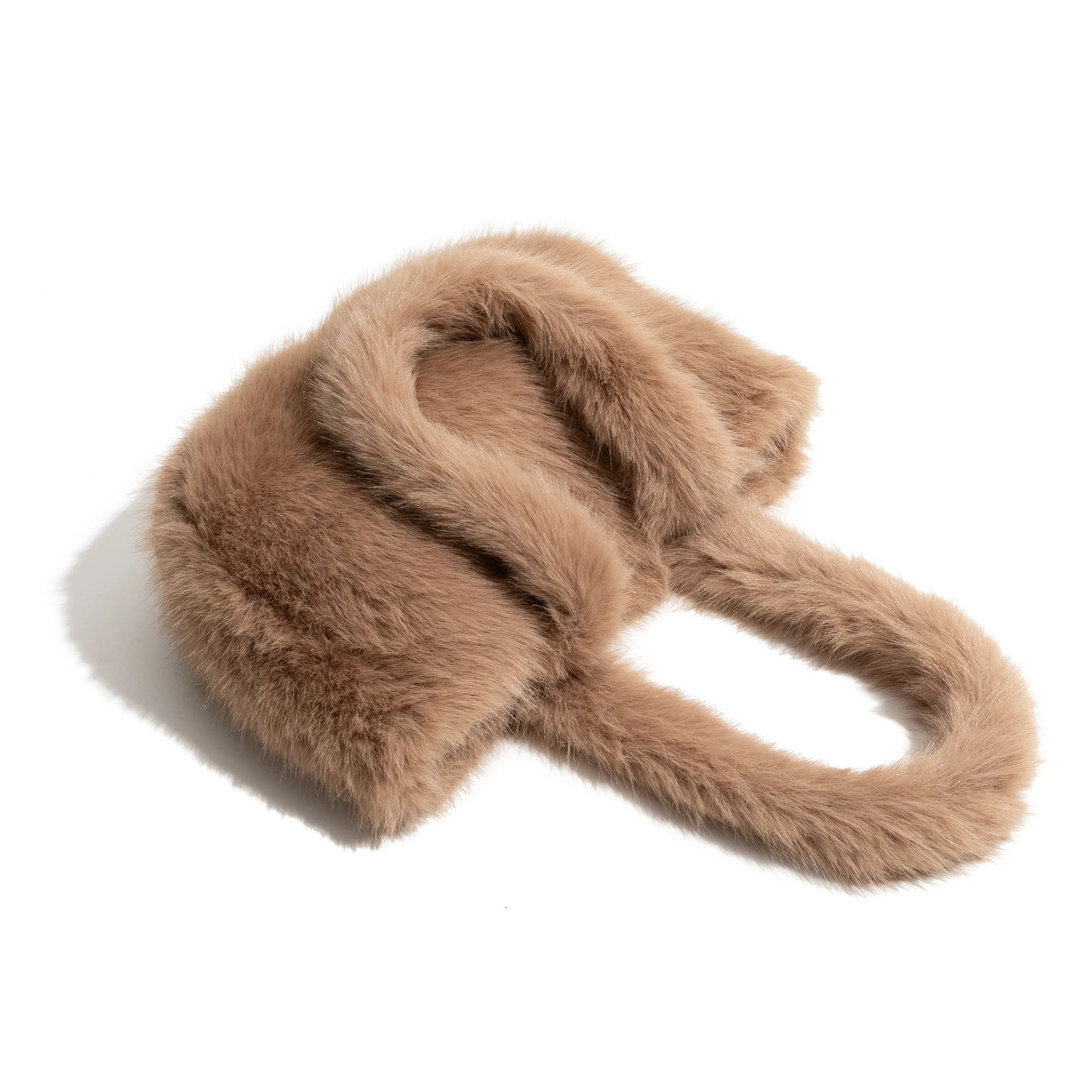 MABULA Cute Tote Bag With Soft Plush Autumn Winter Faux Fur Shoulder Bag Top-handle Handbag Plush Shopper Bags For Women 241114