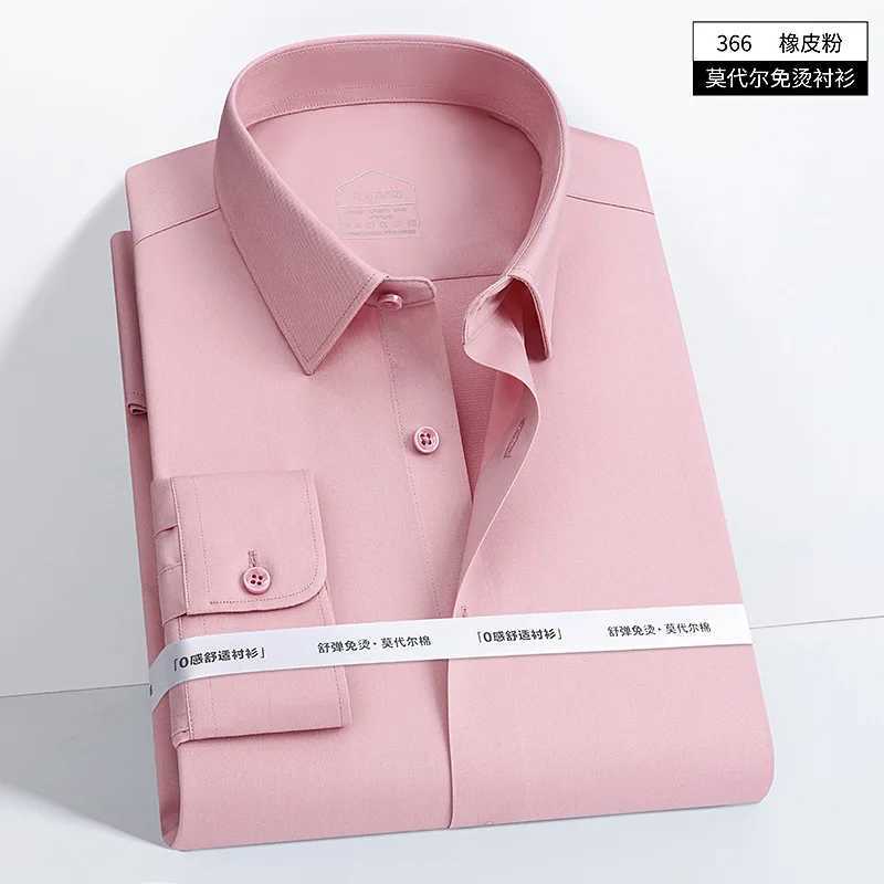 Modal Anti-wrinkle Shirts for Men Long Sleeve 8xl Work White Shirt Pure Color Men Shirt Long Sleeve Plus Size Striped Shirts MenXJ24113