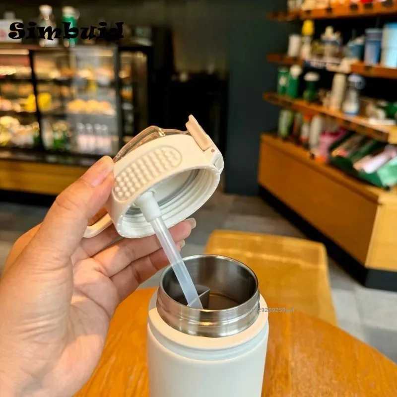 600ML/750ML to hot water bottle with straw stainless steel vacuum valve inflatable water bottle travel mug g Termica Y241114