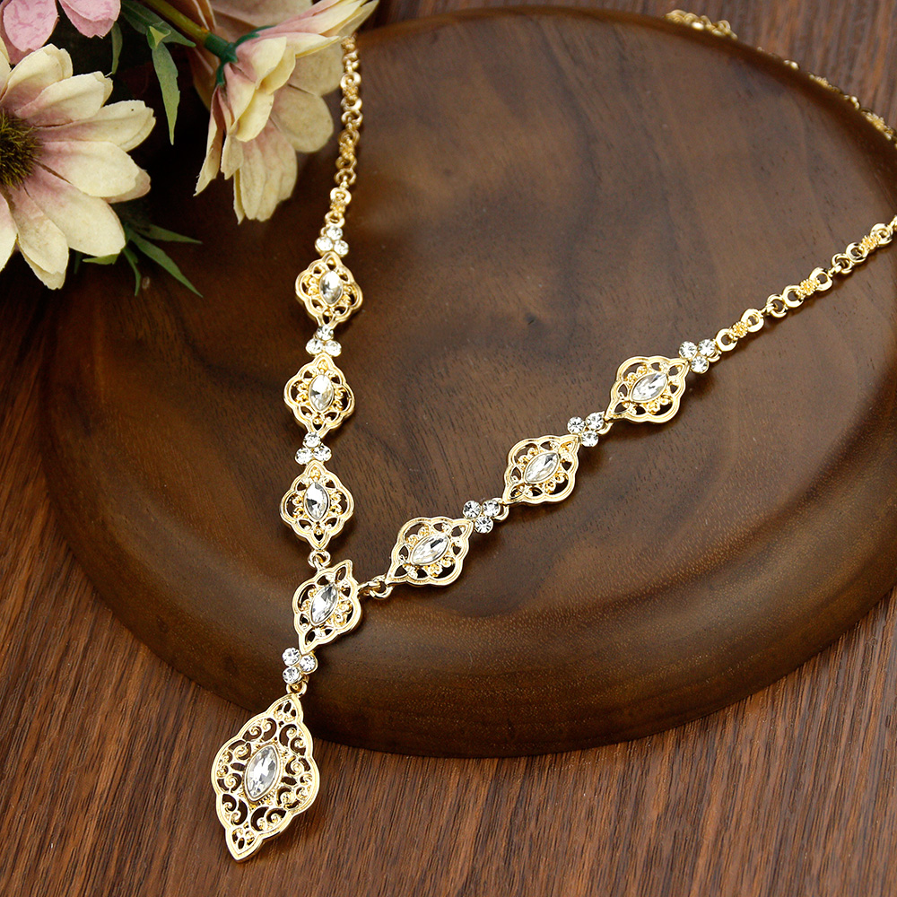Sunspicems Exquisite Morocco Choker Neckalce for Women Algeria Wedding Jewelry Pendant Necklace Gold Color Arab Caftan Bijoux
