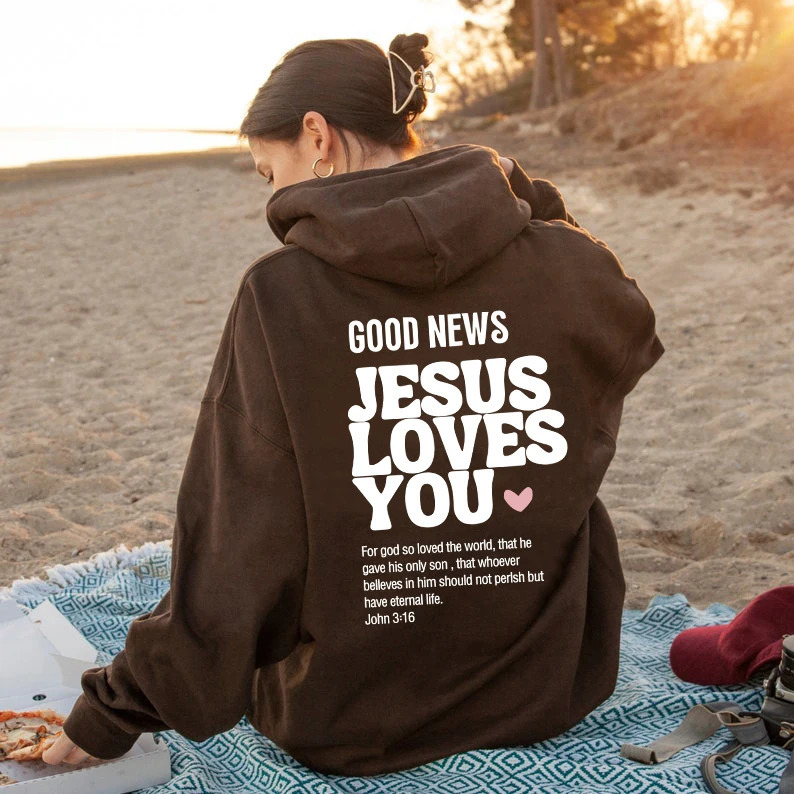 GOOD S JESUS LOVES YOU Hoodie Christian Sweatshirt Jesus Trendy Bible Verse Shirt Unisex Aesthetic Clothes 241113 - view 5