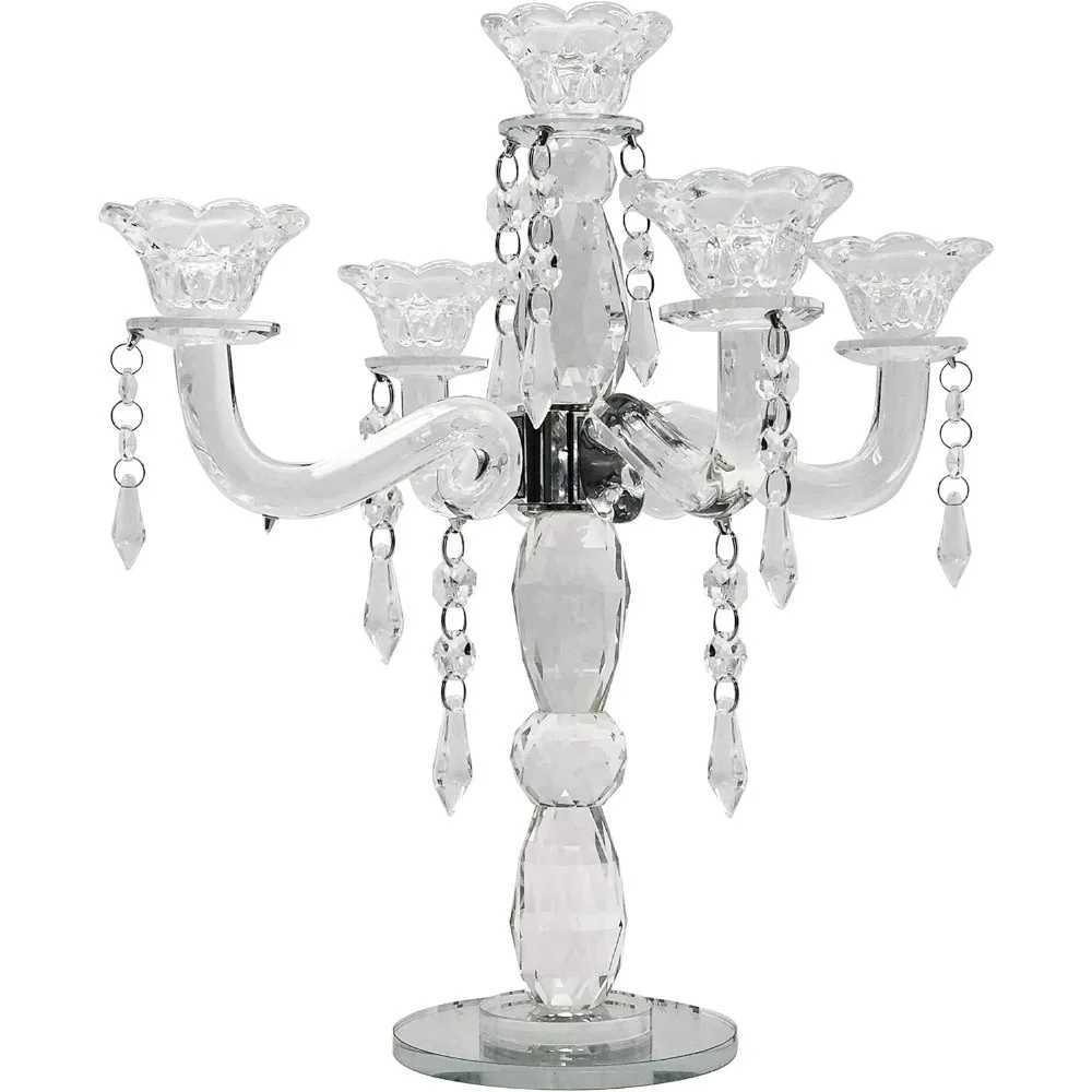 Candle Holders Wedding Crystal Candlestick 5-Arm Cone Candlestick Crystal Candlestick - Family Wedding Events and Party Festivals J241114