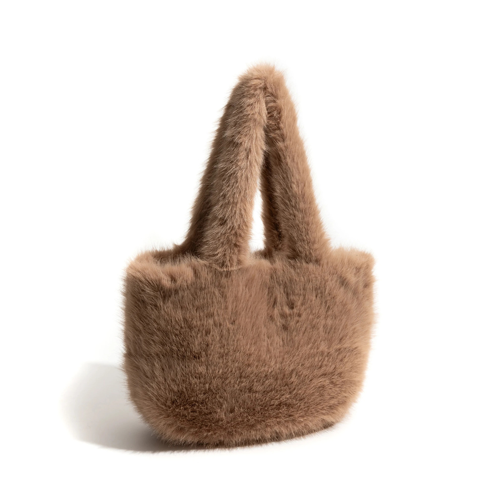 MABULA Cute Tote Bag With Soft Plush Autumn Winter Faux Fur Shoulder Bag Top-handle Handbag Plush Shopper Bags For Women 241114