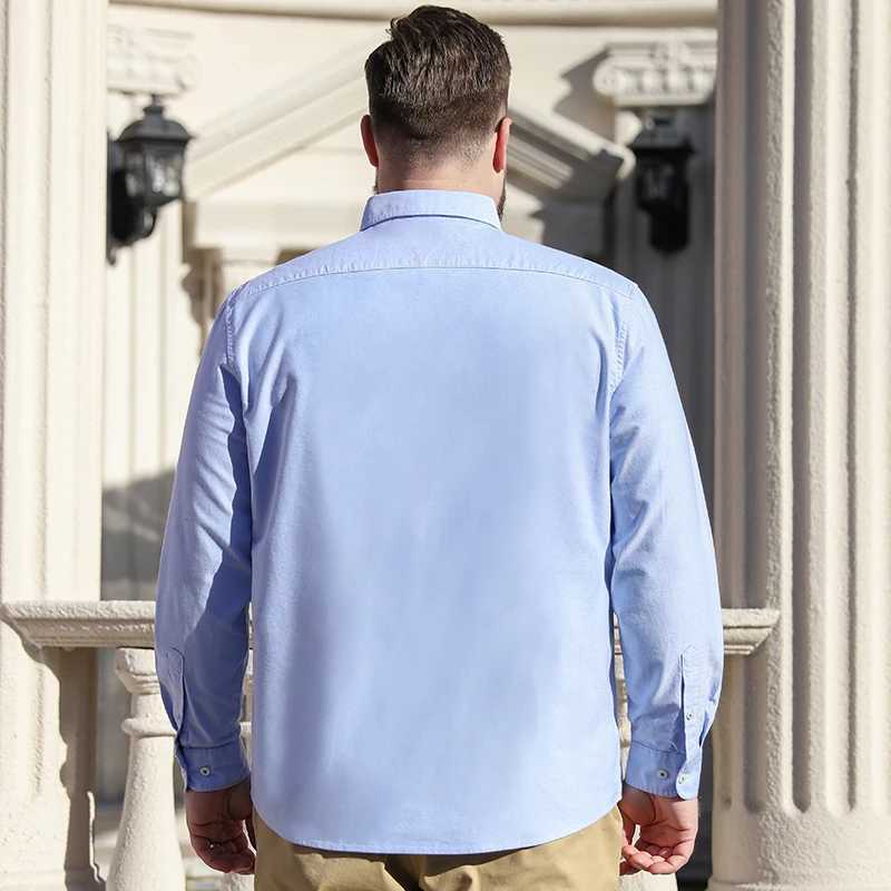 BUSCFOX Mens 100% Cotton Shirt Long Sleeve High Quality Casual Solid Color Print Regular Fit Formal Dress Shirt Oversized 8XLXJ24113