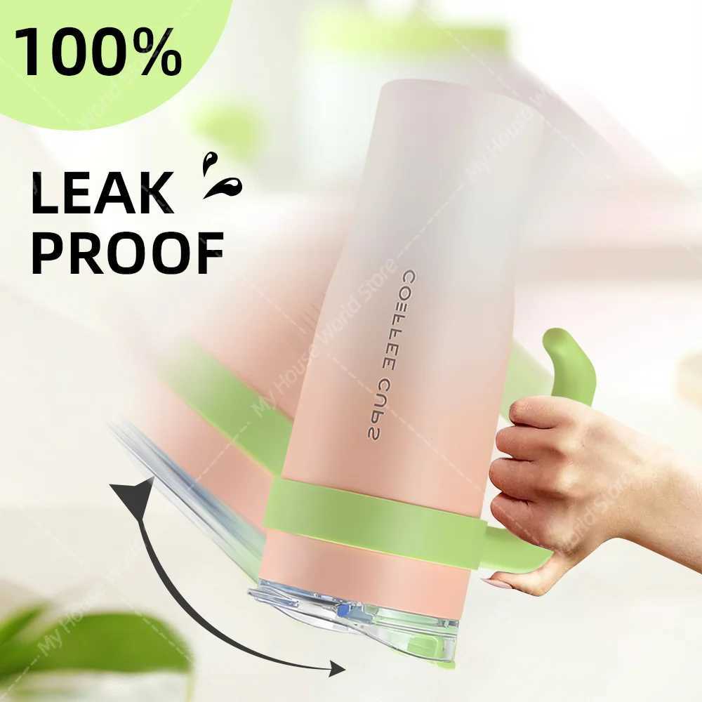 40 oz stainless steel hot bottle with handle straw gradient large capacity coffee cup inflatable hot bottle g Y241114