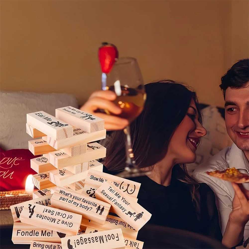 Couple Game Night Intimate Block Tower Game Valentines Day Rolling Tower Stacking Block Game Adult ParTY Interactive Game W241114
