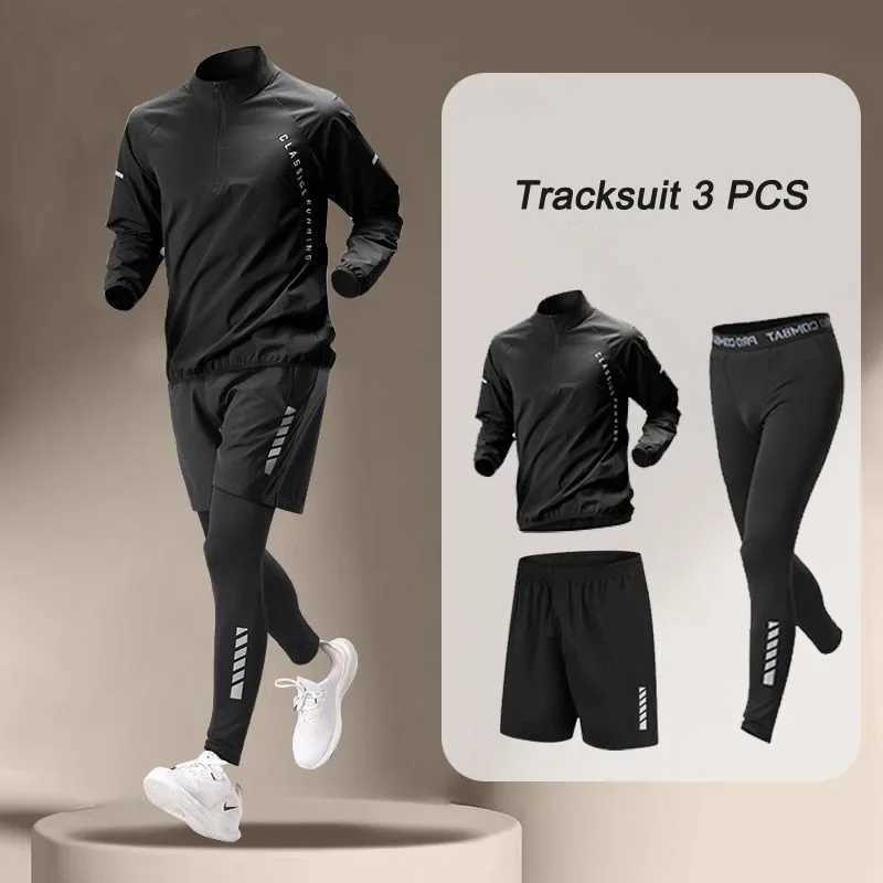 Mens 2024 Autumn Mens Quick Dry Jacket Set 1-4 pieces Outdoor Running Set Sports Running Pants Sportswear X241113